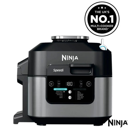 Ninja ON500UK Speedi 12 in 1 Multi Cooker, Air Fryer & Slow Cooker in Black Steel