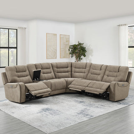 Barcalounger Carmelo Fabric Power Reclining Sectional Sofa with Power Headrests – view 6