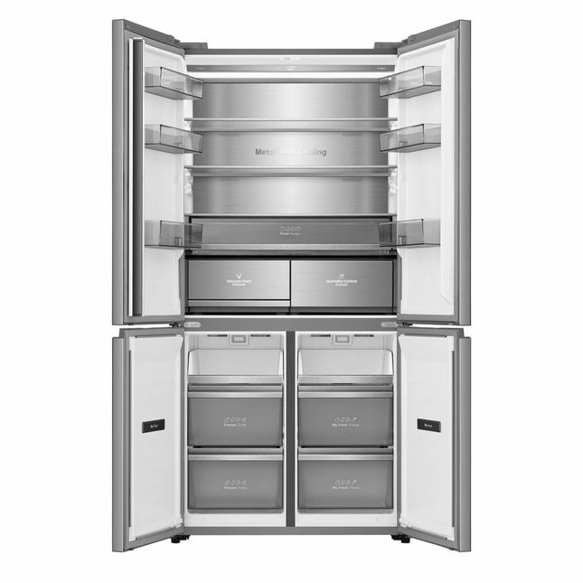 Hisense KitchenFit RQ768N4GVE, Non Plumbed Multidoor Fridge Freezer, E Rated In Silver Glass – view 2