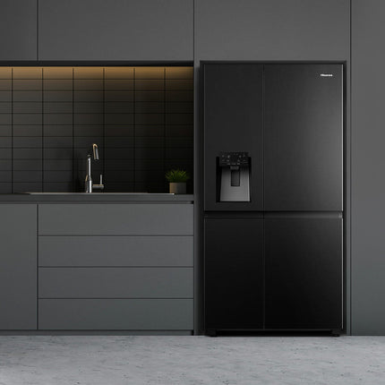 Hisense PureFlat RS818N4TFC, Non Plumbed Side By Side Fridge Freezer, C Rated In Black – view 3