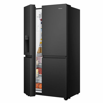 Hisense PureFlat RS818N4TFC, Non Plumbed Side By Side Fridge Freezer, C Rated In Black – view 2