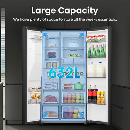 Hisense PureFlat RS818N4TFC, Non Plumbed Side By Side Fridge Freezer, C Rated In Black – view 6