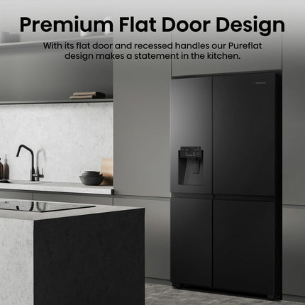 Hisense PureFlat RS818N4TFC, Non Plumbed Side By Side Fridge Freezer, C Rated In Black – view 5