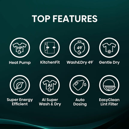 Hisense KitchenFit 5i Series WD5I1245BBRH 12kg / 8kg Washer Dryer, A Rated in Black – view 4