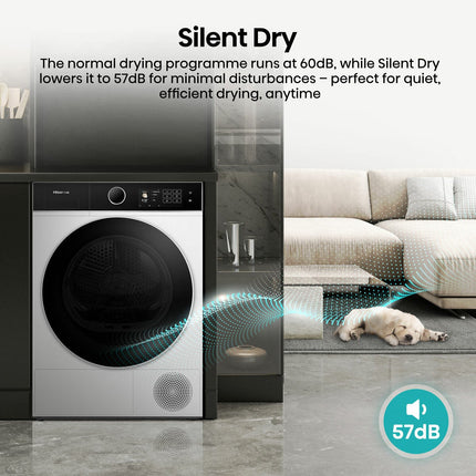 Hisense KitchenFit 5i Series DH5I904BWBC, 9kg Heat Pump Dryer, A+++ Rated in White – view 4