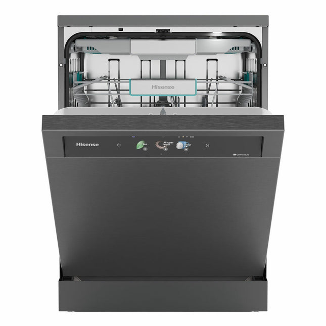 Hisense HS693A90ADBX, 16 Place Setting, Freestanding Dishwasher, A Rated in Silver – view 2