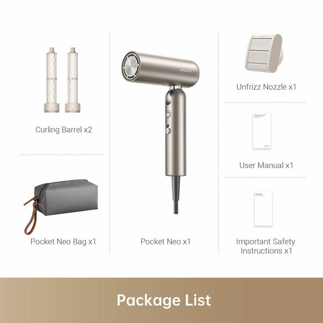 Dreame Pocket Neo Hair Dryer in Gold – view 2