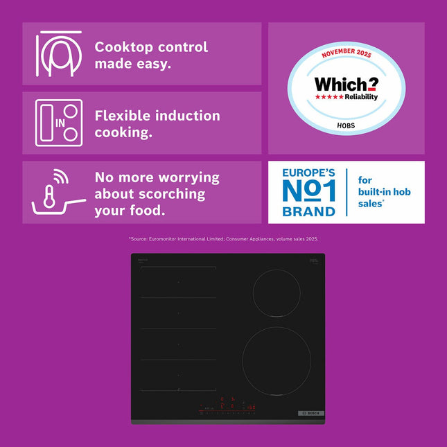 Bosch Series 6 PIX631HC1E 60cm Induction Hob in Black – view 2