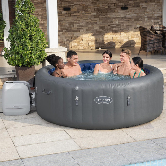 Lay-Z-Spa Santorini MaxHold EnergySense Smart Luxe HydroJet Pro, 7 Person Inflatable Spa