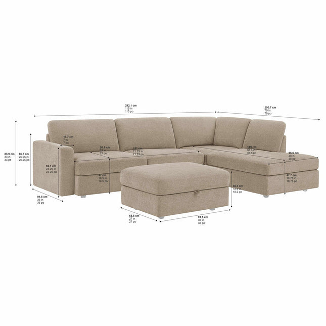 Broyhill Oswin Fabric Corner Sofa with Storage Ottoman in 2 Configurations – view 2