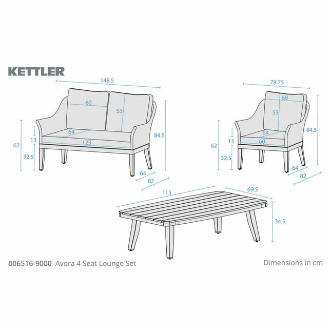 Kettler Avora 4 Piece Deep Seating Set – view 2