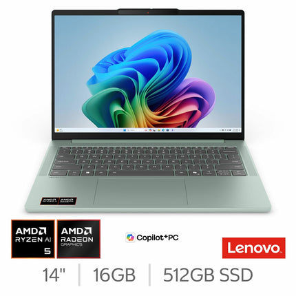 Lenovo IdeaPad Slim 5, Copilot+ PC, AMD Ryzen AI 5, 16GB RAM, 512GB SSD, 14 inch OLED Laptop, 83S1000SUK