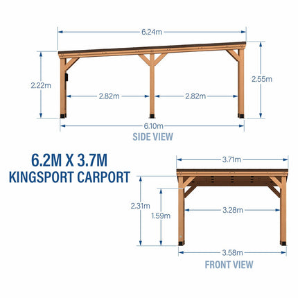 Backyard Discovery Kingsport 20ft x 12ft Wooden Carport – view 3