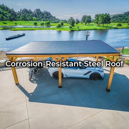 Backyard Discovery Kingsport 20ft x 12ft Wooden Carport – view 5