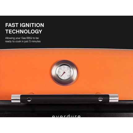 Everdure by Heston Blumenthal Force 2 Burner Gas Barbecue in Orange – view 4