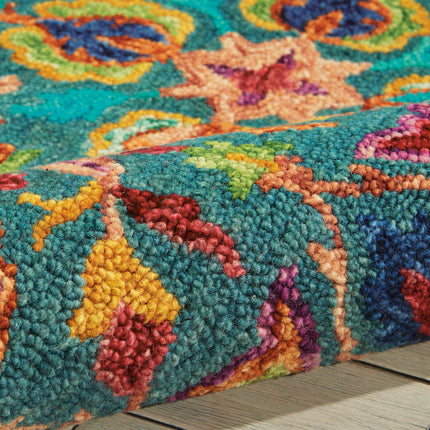 Nourison Vibrant Wool Teal Rug, in 3 Sizes – view 2