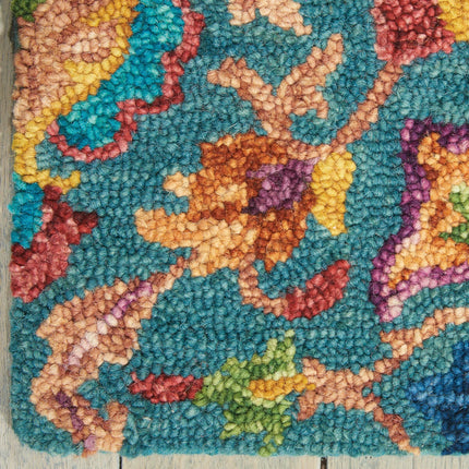 Nourison Vibrant Wool Teal Rug, in 3 Sizes – view 3