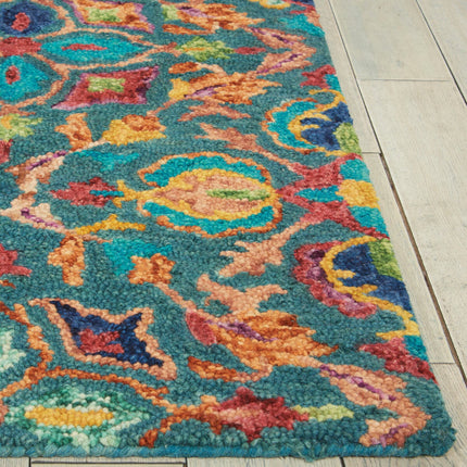 Nourison Vibrant Wool Teal Rug, in 3 Sizes – view 4