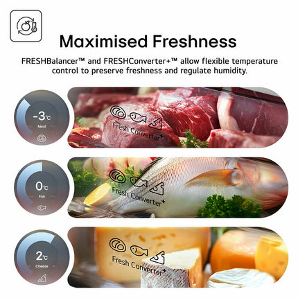 LG Fit & Max, GBBS524CPY Fridge Freezer, C Rated in Silver – view 3