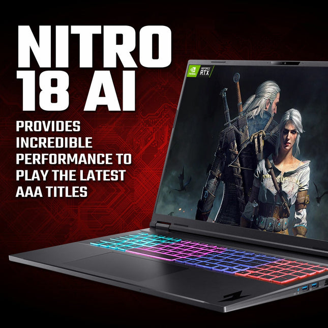Acer Nitro 18 AI, AMD Ryzen AI 7, 16GB RAM, 1TB SSD, NVIDIA GeForce RTX 5070 Ti, 18 Inch Gaming Laptop, NH.QYCEK.003 – view 2