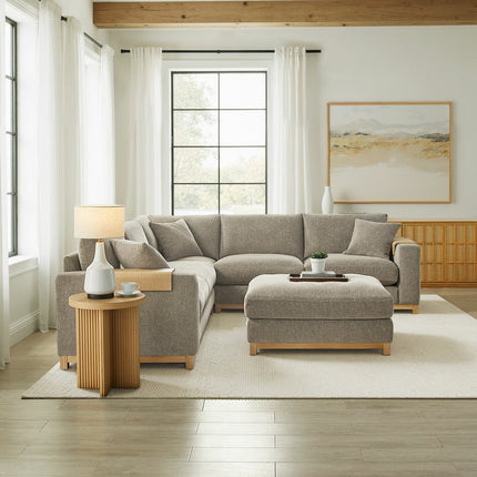 Aiden & Ivy Hawthorne Brown Fabric 4 Piece Corner Sofa – view 4