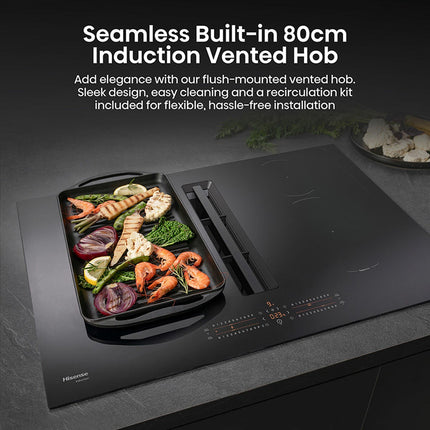 Hisense Hi6 HEH8432BSCWF 83cm Induction Hob with Bridge Zone in Black For External / Recirculation Ventilation – view 3