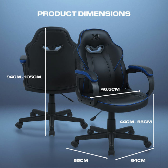 X Rocker Mythos Mid-Back Gaming Chair, Black/Blue – view 2