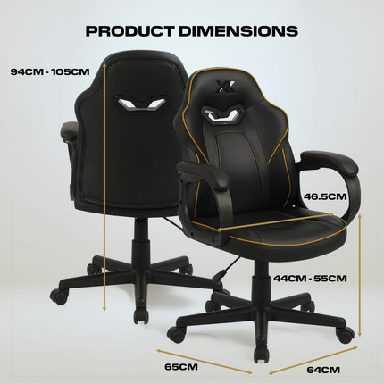 X Rocker Mythos Mid-Back Gaming Chair, Black/Gold – view 2