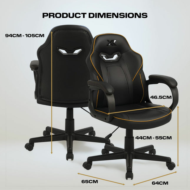 X Rocker Mythos Mid-Back Gaming Chair, Black/Gold – view 2