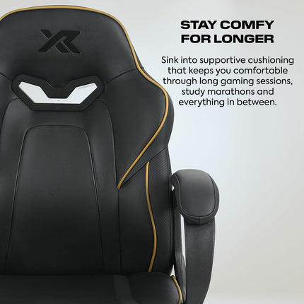X Rocker Mythos Mid-Back Gaming Chair, Black/Gold – view 3