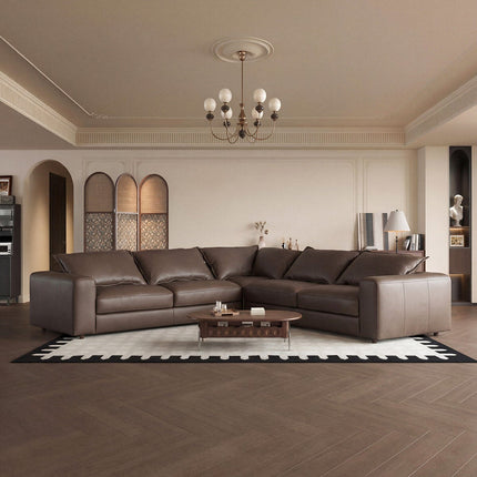 Simon Li Westbrook Brown Leather Corner Sofa – view 3
