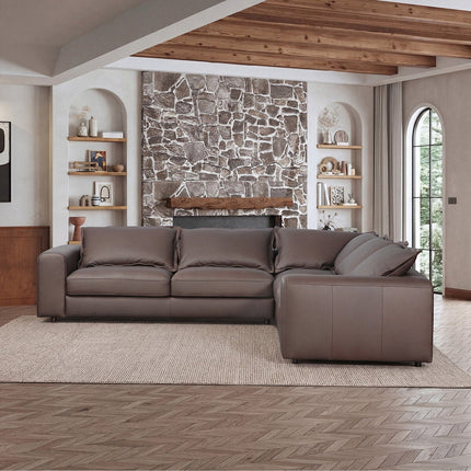 Simon Li Westbrook Brown Leather Corner Sofa – view 4