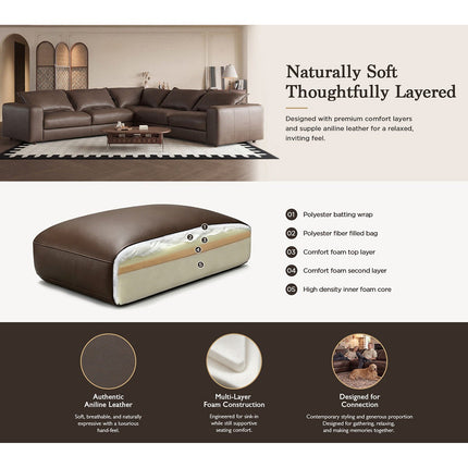Simon Li Westbrook Brown Leather Corner Sofa – view 8