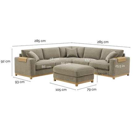 Aiden & Ivy Hawthorne Brown Fabric 4 Piece Corner Sofa – view 2