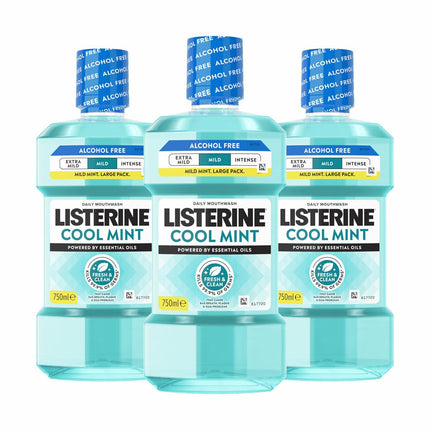 Listerine Cool Mint Milder Taste Mouthwash, 3 x 750ml
