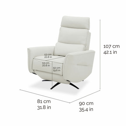 Aiden & Ivy Elton Cream Leather Manual Reclining Chair – view 2
