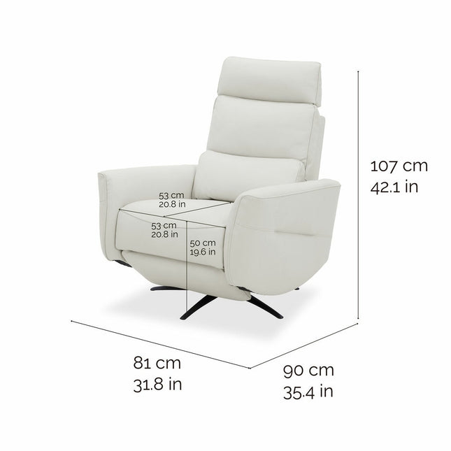 Aiden & Ivy Elton Cream Leather Manual Reclining Chair – view 2