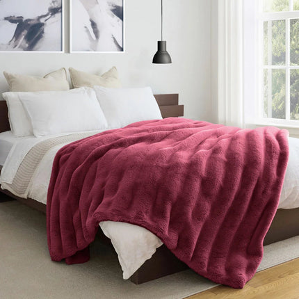 Safdie Faux Rabbit Fur Blanket In 3 Colours, 234 x 249 cm