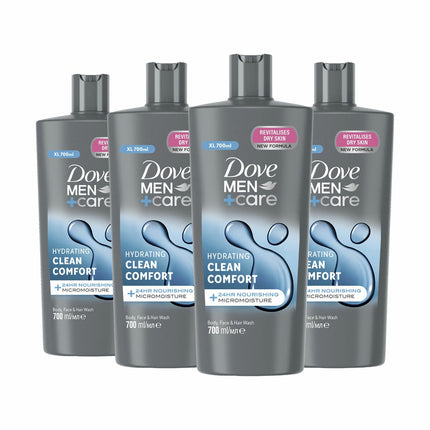 Dove Men+ Care, Clean Comfort Shower Gel, 4 x 700ml