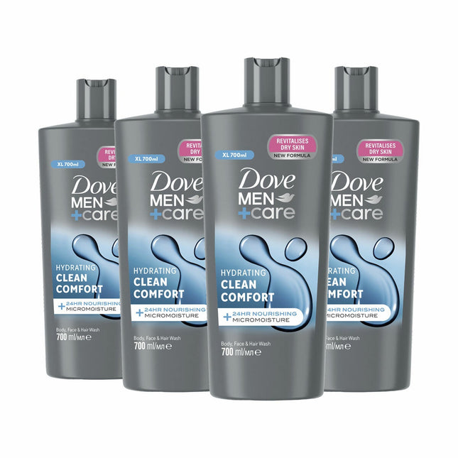 Dove Men+ Care, Clean Comfort Shower Gel, 4 x 700ml