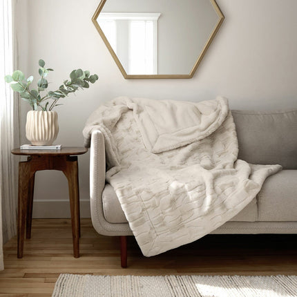 Safdie Luxury Faux Rabbit Fur Throw In 4 Colours, 127 x 178 cm