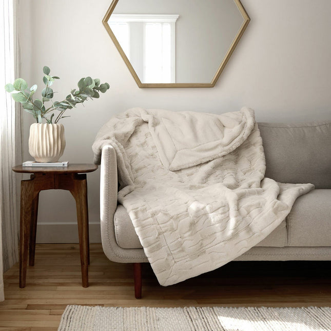 Safdie Luxury Faux Rabbit Fur Throw In 4 Colours, 127 x 178 cm