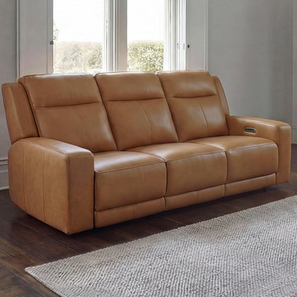 Simon Li Wren Brown Leather 3 Seater Sofa with Power Recliner & Power Headrest