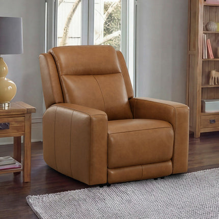Simon Li Wren Brown Leather Power Reclining Armchair with Power Headrest