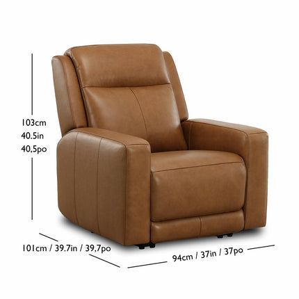Simon Li Wren Brown Leather Power Reclining Armchair with Power Headrest – view 2