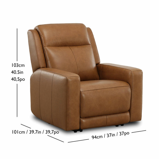 Simon Li Wren Brown Leather Power Reclining Armchair with Power Headrest – view 2