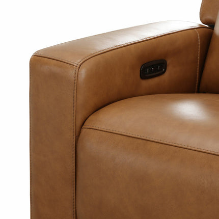Simon Li Wren Brown Leather Power Reclining Armchair with Power Headrest – view 6