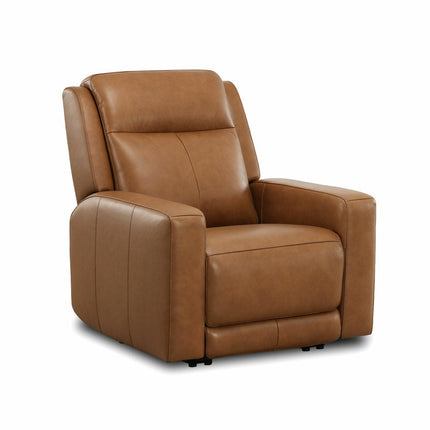 Simon Li Wren Brown Leather Power Reclining Armchair with Power Headrest – view 4