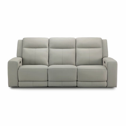 Simon Li Wren Light Grey Leather Power Reclining 3 Seater Sofa with Power Headrest – view 3