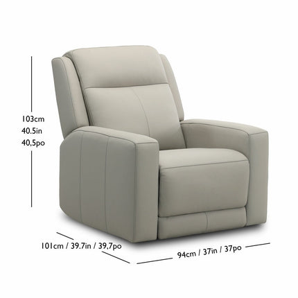 Simon Li Wren Light Grey Leather Power Reclining Armchair with Power Headrest – view 2